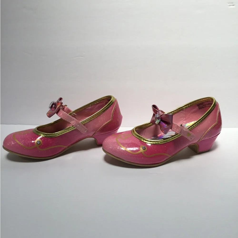 Disney Pink Princess Glitter Shoes with Gold Trim